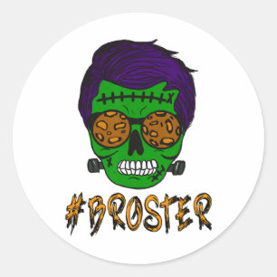 Monster schedel Broster Broer Halloween Matching F Ronde Sticker