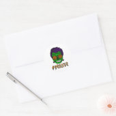 Monster schedel Broster Broer Halloween Matching F Ronde Sticker (Envelop)