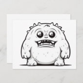 Monster schets klein notitiekaartje (Voorkant / Achterkant)