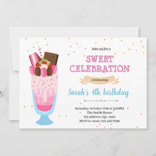 Monster shake milkshake-uitnodiging kaart (Voorkant)