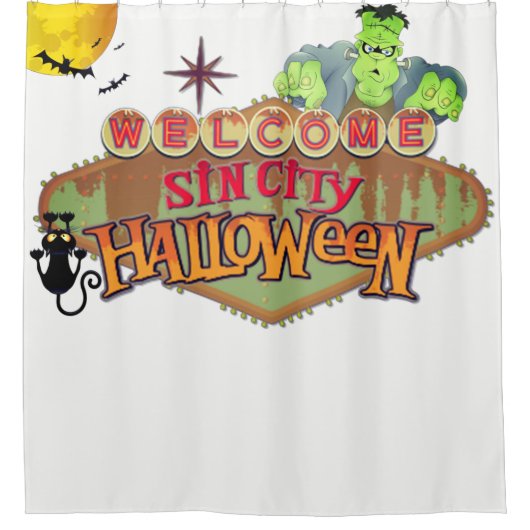 Monster Sin City Halloween Douchegordijn (Voorkant)