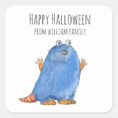 Monster Snoep Happy Halloween Vierkante Sticker (Voorkant)