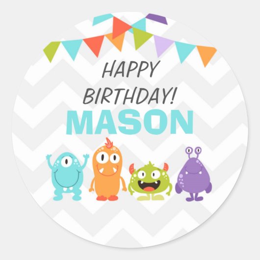 Monster Sticker Cupcake Topper Envelope Seal (Voorkant)