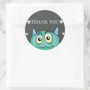 Monster Theme Birthday Party Dank u Ronde Sticker