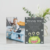 Monster Theme Foto Verjaardag Bedankkaart (Staand voorkant)