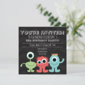 Monster Thmed Birthday Party Invitations Kaart (Staand voorkant)