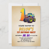 Monster Truck 1er Anniversaire Invitation (Devant)