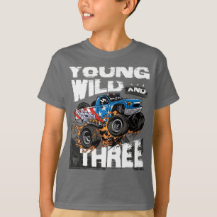 Monster Truck 3e Verjaardag Jongen Partij - Jong, T-shirt