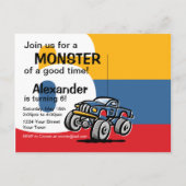 Monster Truck 6e Anniversaire Carte postale Invita (Dos)