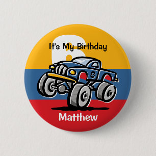 Monster Truck 6th Birthday Ronde Button 5,7 Cm