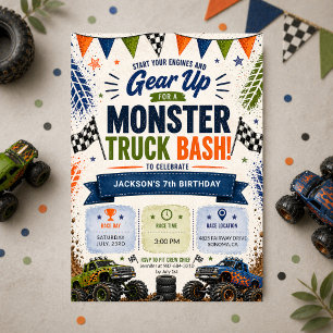 Monster Truck 7e Verjaardag Jongens Kaart