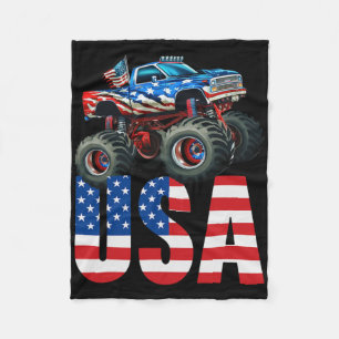 Monster Truck Amerikaanse Vlag 4 Juli Amerikaans R Fleece Deken