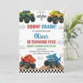 Monster Truck Anniversaire de enfant Invitation Bo (Debout devant)
