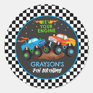 Monster Truck Anniversaire Fête Favoriser Stickers
