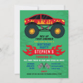 Monster Truck Anniversaire Flames Grand Invitation (Devant)