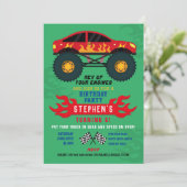 Monster Truck Anniversaire Flames Grand Invitation (Debout devant)