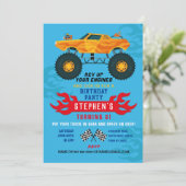 Monster Truck Anniversaire Flames Grand Invitation (Debout devant)