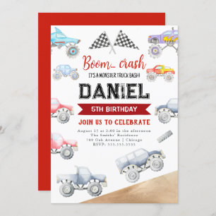 Monster Truck Anniversaire Invitation Camions N'im