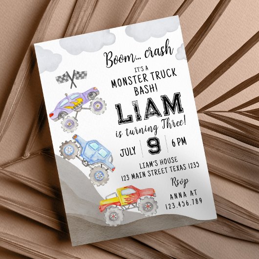 Monster Truck Anniversaire Invitation Voiture de c