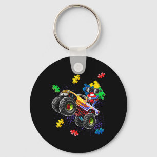 Monster Truck Autism Awareness Puzzle Piece F Sleutelhanger