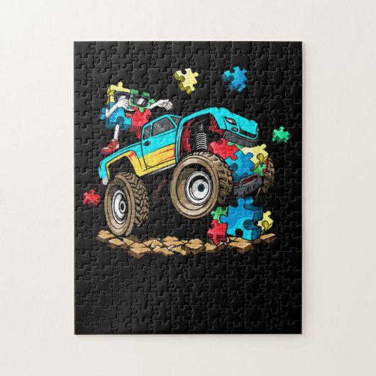 Monster Truck Autism Puzzle Piece Dabble Legpuzzel (Verticaal)