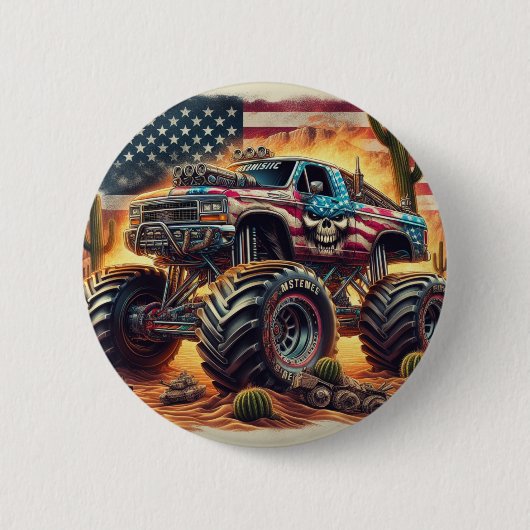 MONSTER TRUCK BADGE RONDE BUTTON 5,7 CM (Voorkant)