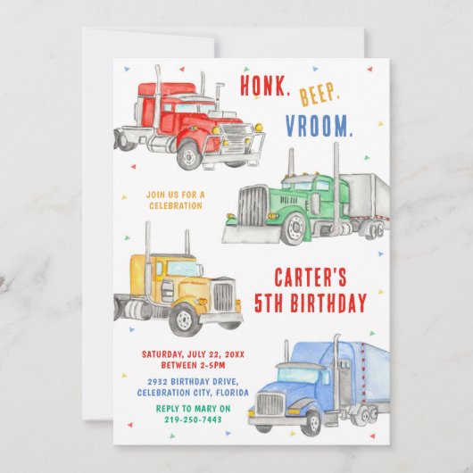 Monster Truck Bash Boy Birthday Invitation (Devant)