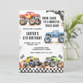 Monster Truck Bash Boy Birthday Invitation Kaart (Staand voorkant)