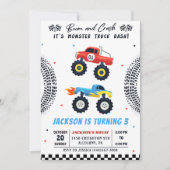 Monster Truck Bash Boy Invitation de fête d'annive (Devant)