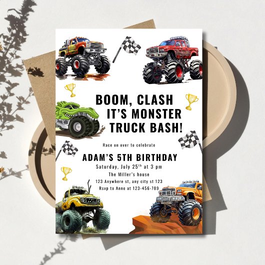Monster Truck Bash Feest Verjaardag Jongens Race A