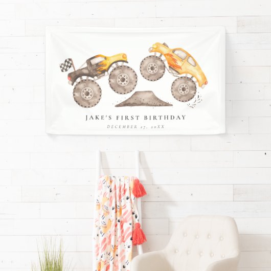 Monster Truck Bash Verjaardag Spandoek (Insitu)