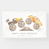 Monster Truck Bash Verjaardag Spandoek (Horizontaal)