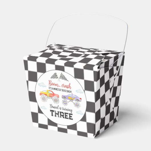 Monster Truck Birthday Bedankdoosjes (Voorkant Zijde)