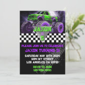 Monster Truck Birthday Invitation (Debout devant)