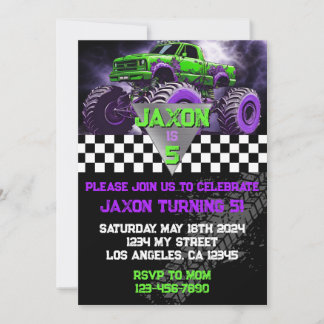 Monster Truck Birthday Invitation Kaart