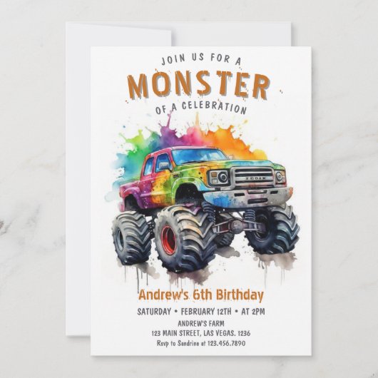 Monster Truck Birthday Kaart (Voorkant)