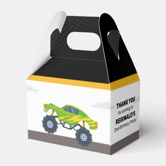 Monster Truck Birthday Party Favor Box Bedankdoosjes (Achterkant)