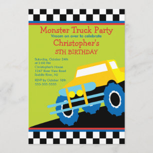 Monster truck Birthday Party for boys Kaart