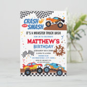 Monster Truck Birthday Party Invitation (Debout devant)