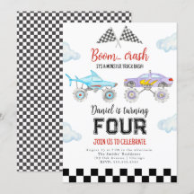 Monster Truck Birthday Uitnodiging