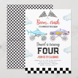 Monster Truck Birthday Uitnodiging