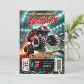 Monster Truck Birthday Uitnodiging (Staand voorkant)