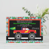 Monster Truck Birthday Uitnodiging (Staand voorkant)