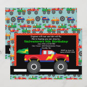 Monster Truck Birthday Uitnodiging (Voorkant / Achterkant)