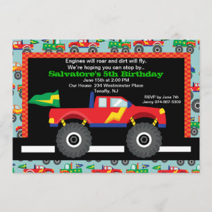 Monster Truck Birthday Uitnodiging