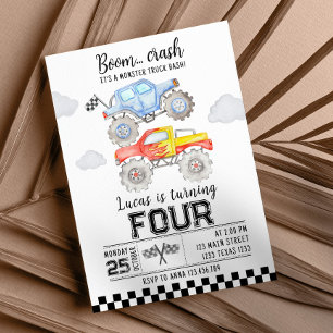 Monster Truck Birthday Uitnodiging