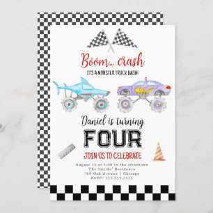 Monster Truck Birthday Uitnodiging
