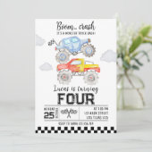 Monster Truck Birthday Uitnodiging (Staand voorkant)