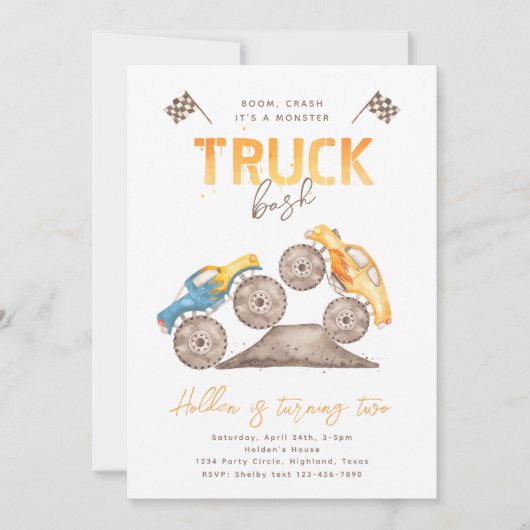 Monster Truck Birthday Uitnodiging | Monster Truck (Voorkant)