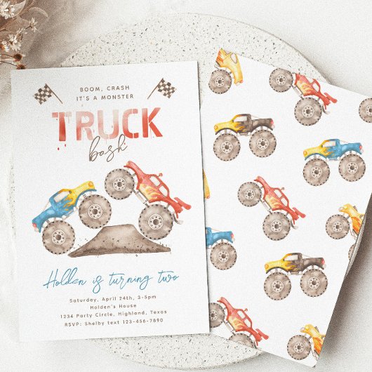 Monster Truck Birthday Uitnodiging | Monster Truck